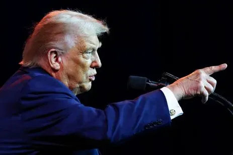 U.S. President Donald Trump addresses House Republicans at their annual issues conference retreat, at the Kennedy Center, renamed the Trump-Kennedy Center by the Trump-appointed board of directors, in Washington, D.C., U.S., January 6, 2026. REUTERS/Kevin Lamarque