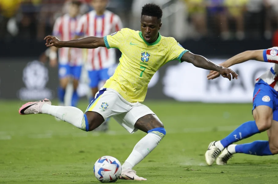 Brasil e Paraguai se enfrentaram pela segunda rodada da Copa América, no Allegiant Stadium, em Las Vegas, em Nevada (EUA)