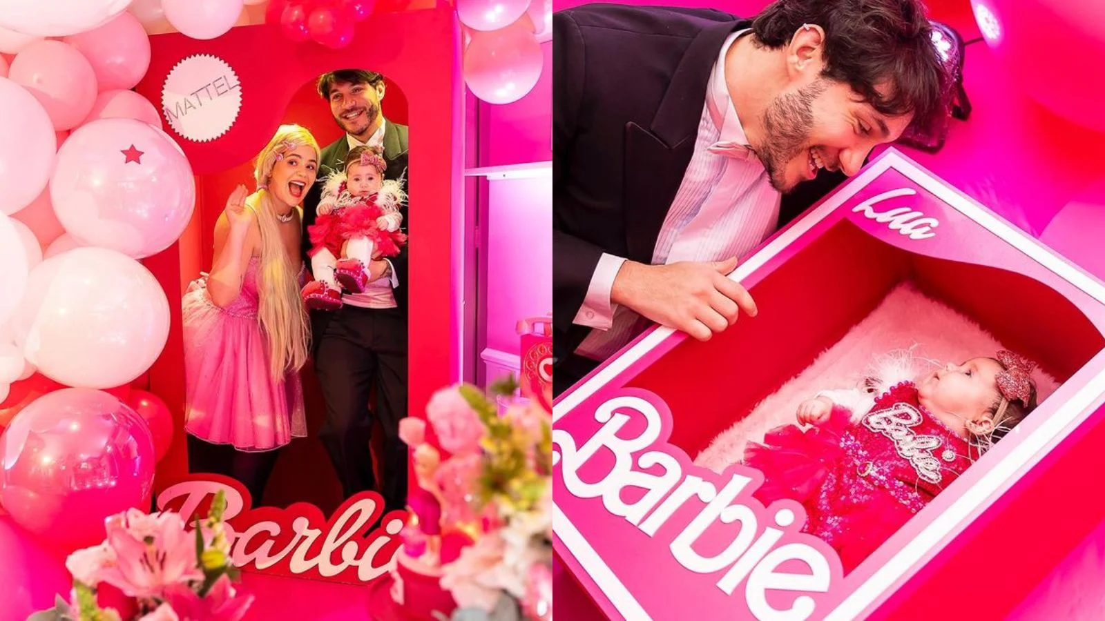 3º mês - Com o sucesso do  filme ‘Barbie’ em julho de 2023, os ex-BBBs aproveitaram a temática para o mesversário de Lua. Além do visual e decoração rosa, a bebê e os pais posaram em decorações que simulavam as caixas da boneca.  Reprodução/Instagram - 09.04.2024