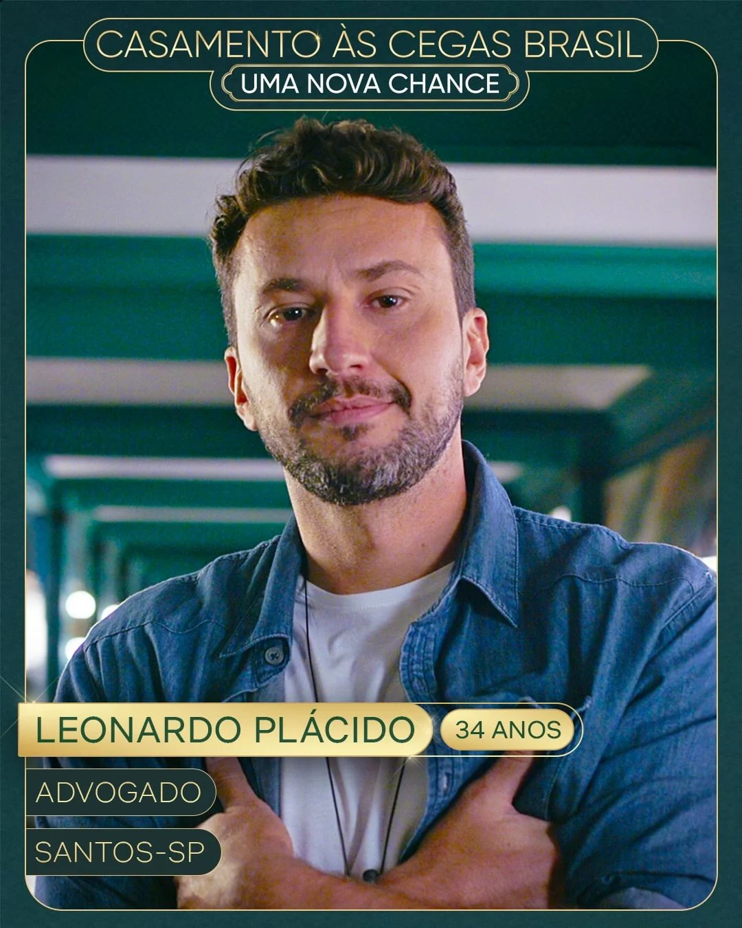 Leonardo Plácido - 34 anos - Advogado - Santos - SP | Depois de morar com a última namorada por 4 anos e ver o relacionamento chegar ao fim, Leonardo está solteiro há 8 anos. Como acredita muito na energia do universo, sente que chegou a hora de se abrir para uma nova relação e ser feliz. Reprodução / Netflix