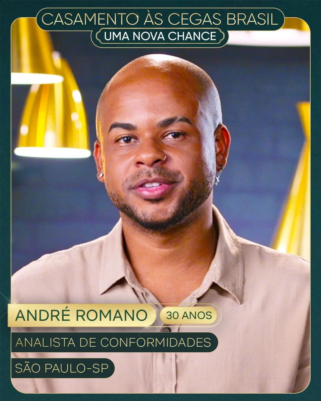 André Romano - 30 anos - Analista de Conformidades - São Paulo - SP | Depois de uma série de acontecimentos difíceis em sua vida, André, que é pai de uma menina de 3 anos, quer encontrar uma pessoa para dividir sua rotina e os planos para um futuro melhor.  Reprodução / Netflix