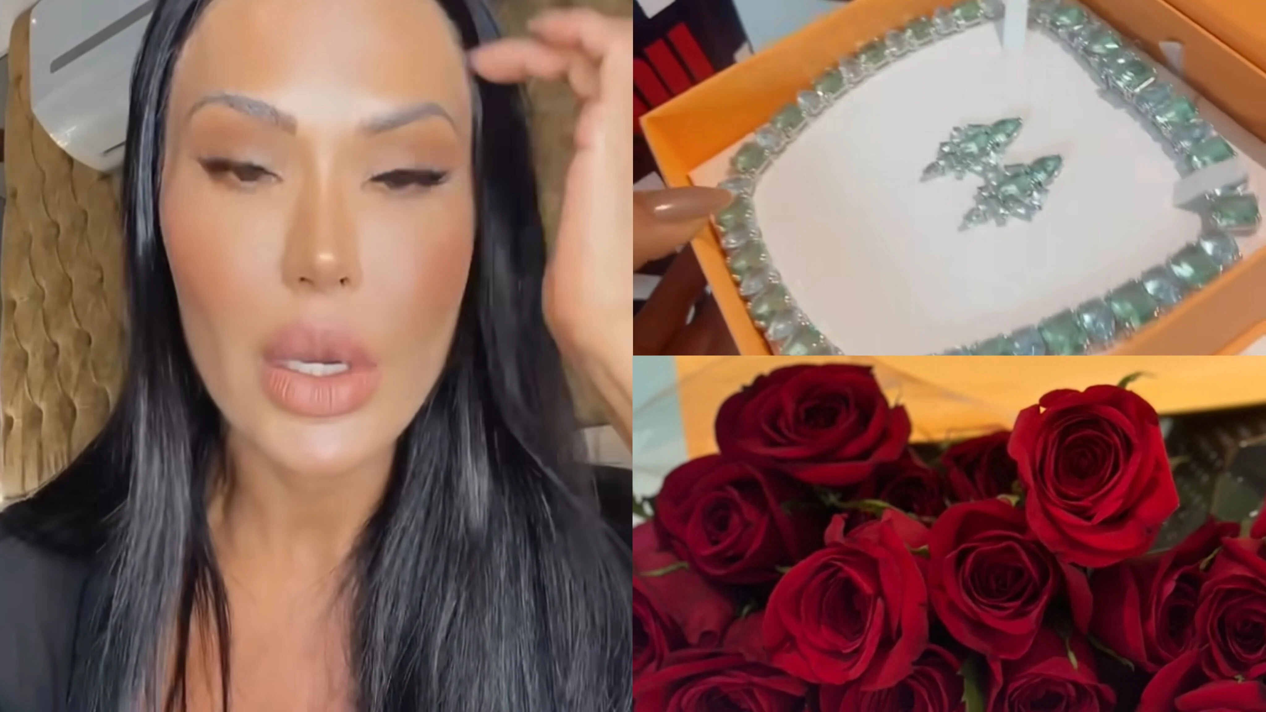 Gracyanne Barbosa ganha buquê de flores e joias Reprodução Instagram - 13.5.2024