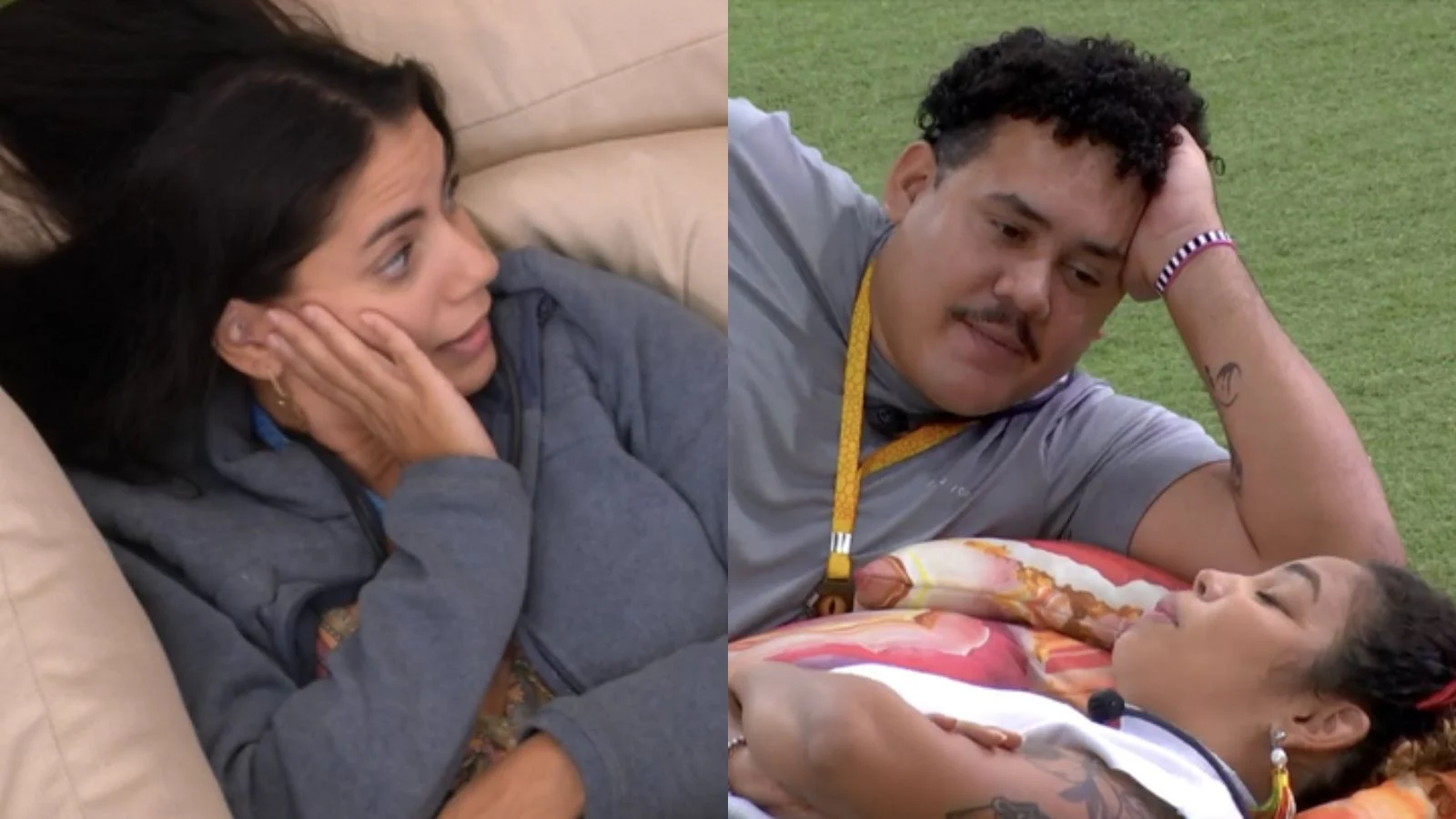 A aproximação do brother foi notada por outros participantes, como Fernanda, que apontou uma “paixão” de Lucas por Pitel: "Estou meio enciumada. Fica toda hora abraçando ela, o olhinho fica até brilhando quando olha para ela. Fica fazendo elogios, 'nossa, você está linda'. Fica botando a mão e começa a cantar a música do Emicida. Fico só olhando".  Reprodução/Globo - 04.03.2024