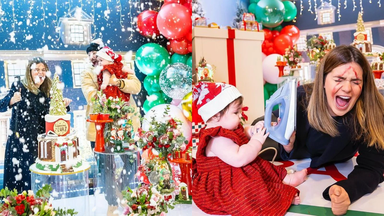 8º mês - Em dezembro, os ex-BBBs entraram no clima de Natal para o oitavo mesversário de Lua. A família se inspirou no filme ‘Esqueceram de Mim’ para as fantasias e decorações da festa. O evento contou até com a simulação de neve caindo no local.  Reprodução/Instagram - 09.04.2024