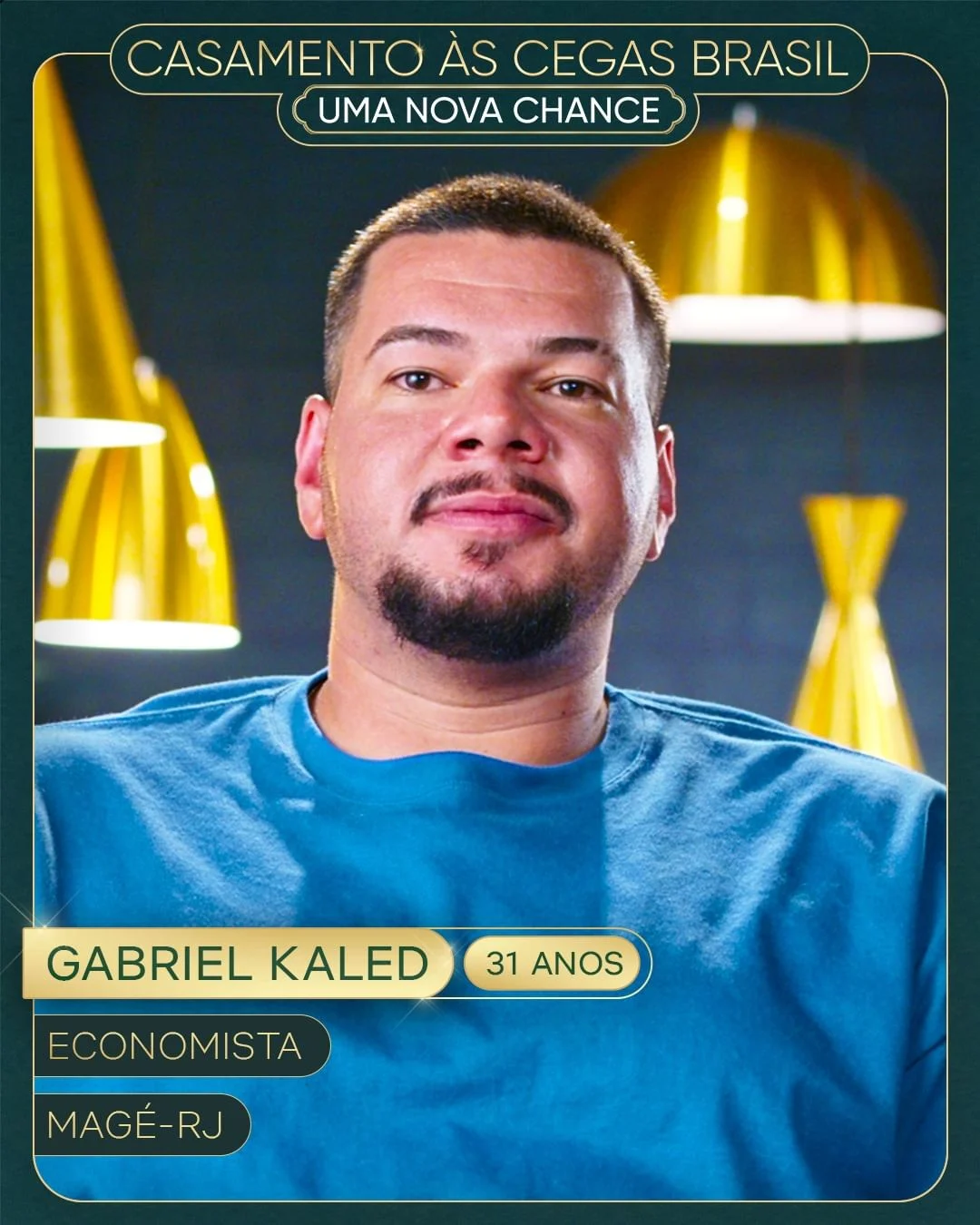 Gabriel Kaled - 31 anos - Economista - Majé - RJ | Kaled, como gosta de ser chamado, já morou junto duas vezes em seus antigos relacionamentos. Pediu em casamento oferecendo a aliança da avó, mas não deu certo. Agora, essa aliança está à espera da dona definitiva com direito a festa de casamento, padrinhos, terno e tudo que tem direito. Reprodução | Netflix