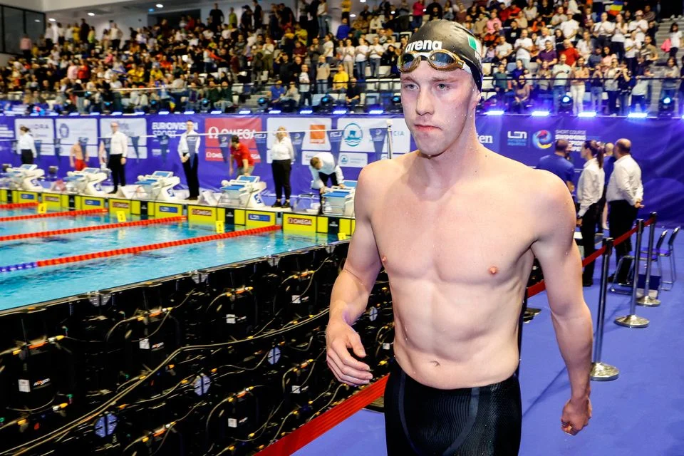 Daniel  Wiffen, nadador irlandês que ganhou a medalha de ouro nas Olimpíadas de Paris 2024 Reprodução