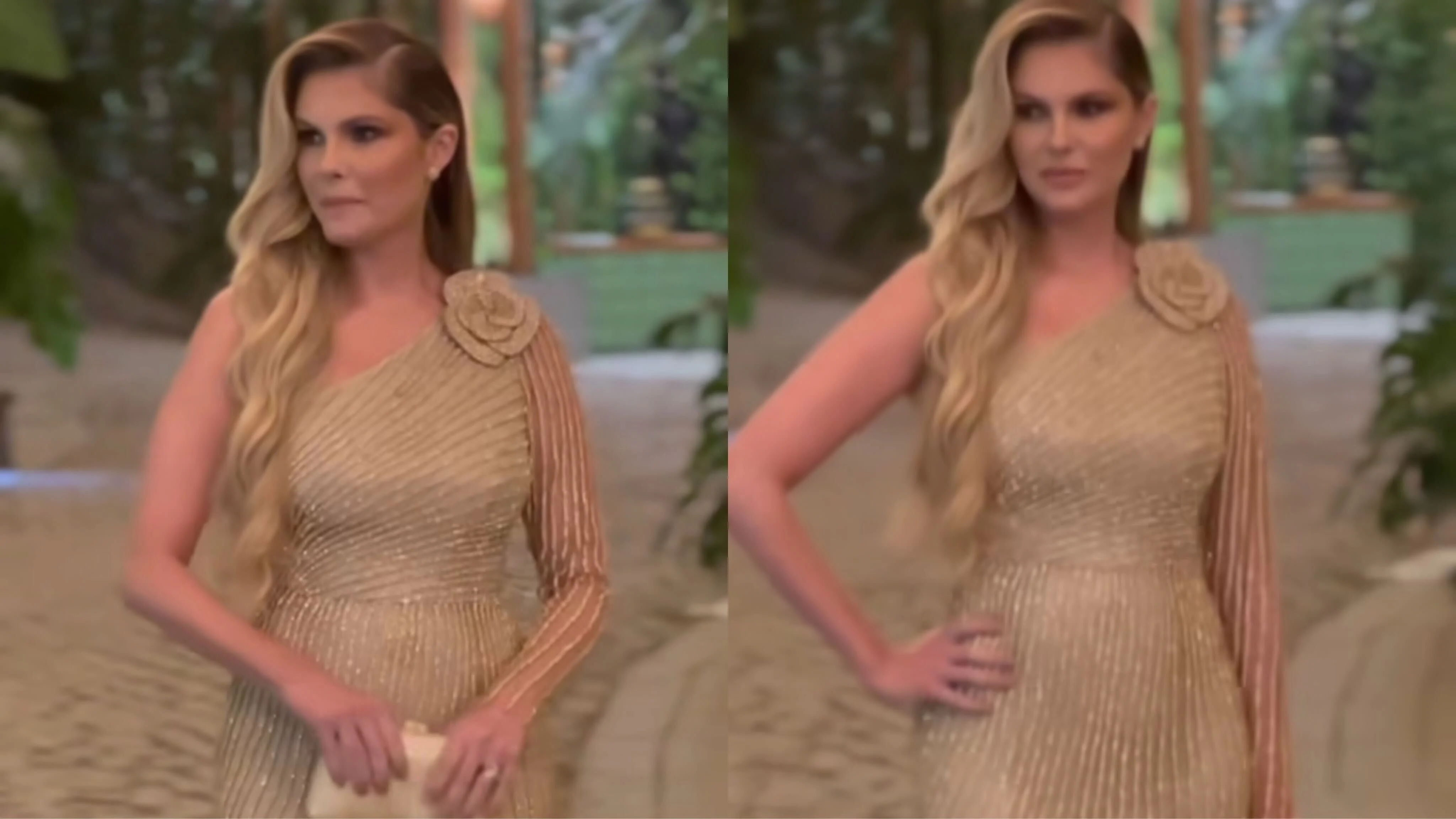 Bárbara Evans apostou em vestido longo bege Reprodução Instagram - 17.5.2024