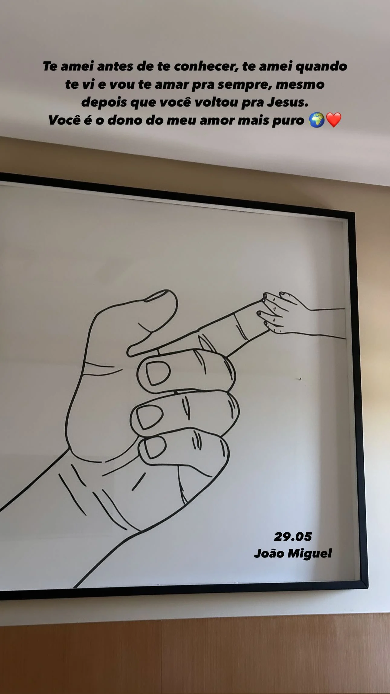 Quadro inspirado em foto de João Miguel Reprodução/Instagram