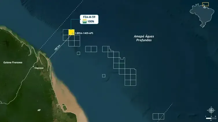 Petrobras/Divulgação O poço identificado como 1-BRSA-1405-APS fica em águas ultra profundas, a 175 quilômetros da costa do Amapá. Foto: Petrobras/Divulgação