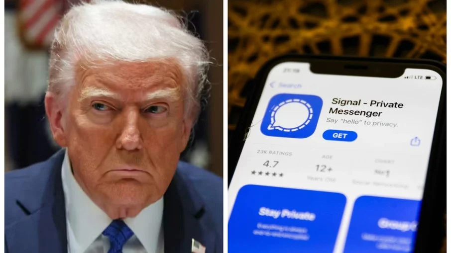 Aplicativo Signal foi usado pelo governo Trump para discutir planos de guerra. Aplicativo Signal foi usado pelo governo Trump para discutir planos de guerra.