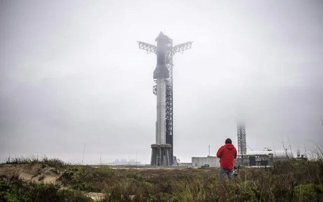 (Janeiro) Local de lançamento do foguete Starship, da SpaceX (Janeiro) Local de lançamento do foguete Starship, da SpaceX