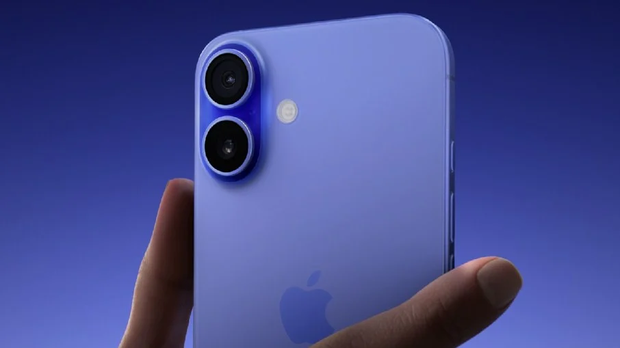 iPhone 16 na cor azul iPhone 16 na cor azul