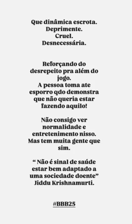 Story de Juliana Alves. Foto: Reprodução: Instagram