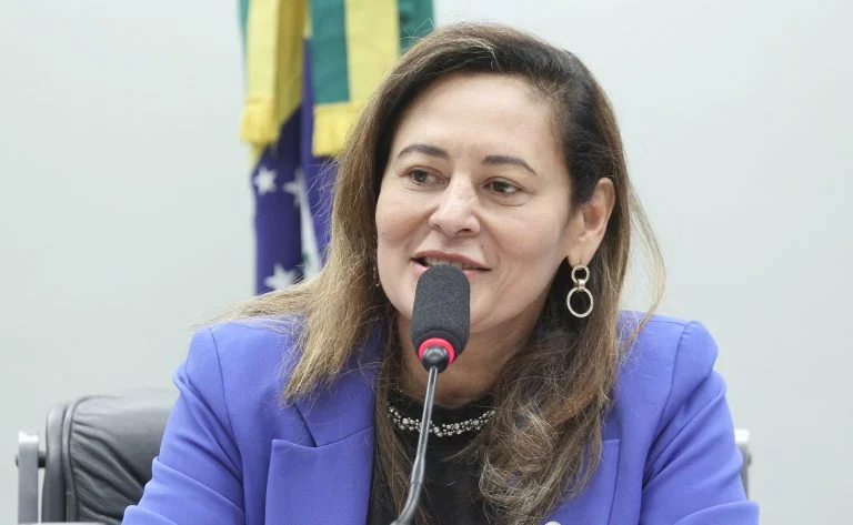 Deputada Dilvanda Faro fala ao microfone