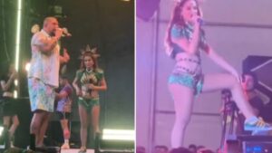 Anitta dá 'bronca' após público vaiar participação de Naldo em show