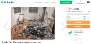 Comunidade promove vaquinha para reconstruir casa de agente de saúde destruída em incêndio em Coxim