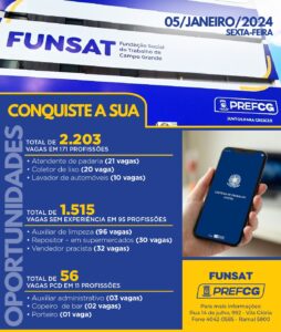 Funsat anuncia 2,2 mil vagas de emprego em mais de 200 empresas nesta sexta-feira (5)