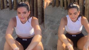 Mel Maia passa mal e vomita durante treino na praia