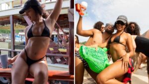 Bella Campos curte festa no barco com amigos e brinca: 'No ataque'