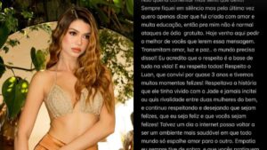 Ex de Luan Santana faz pedido: ‘Transmitam amor’