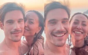 Nicolas Prattes e Sabrina Sato posam juntos em piscina; veja