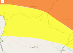 MS tem 25 cidades em alerta para chuvas intensas e ventos de até 60 km/h