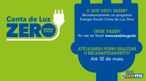 Recadastramento em programa do Governo que paga a conta de luz segue até 10 de maio