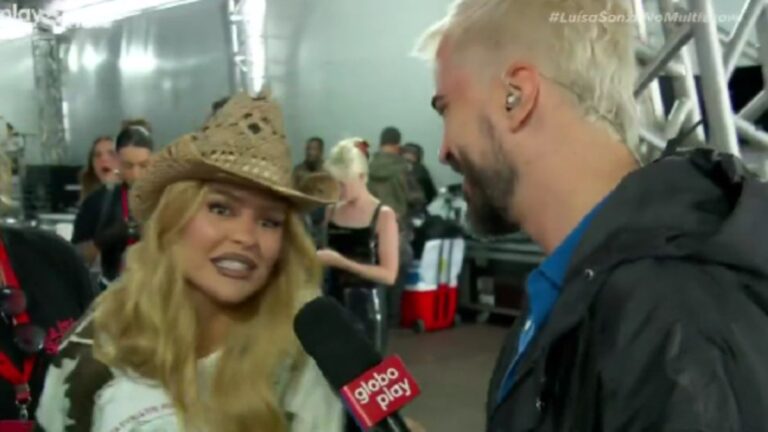 Vídeo: Luísa Sonza confronta apresentador da Globo ao vivo no Lolla