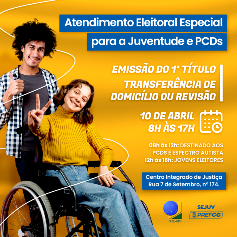 Ação conjunta entre Sejuv e TRE oferece atendimento eleitoral especial para a Juventude e PCDs nesta quarta-feira (10)