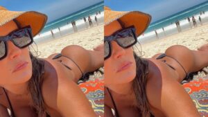 Deborah Secco curte praia com micro biquíni e ganha elogios: 'Linda'