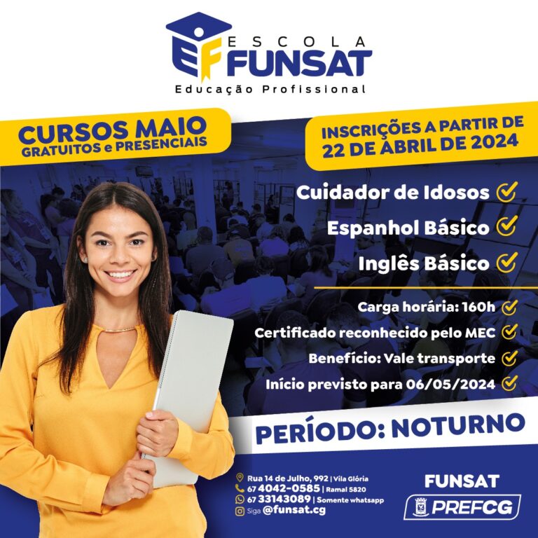 Escola de Educação Profissional da Funsat oferecerá cursos de Inglês e Espanhol no período noturno