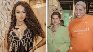 Natália Deodato, Lary Bottino e Yarley Ara se encontram em festa em SP