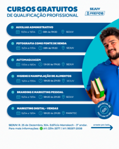 Prefeitura abre inscrições para curso de Fotografia Como Fonte de Renda e mais cinco cursos gratuitos