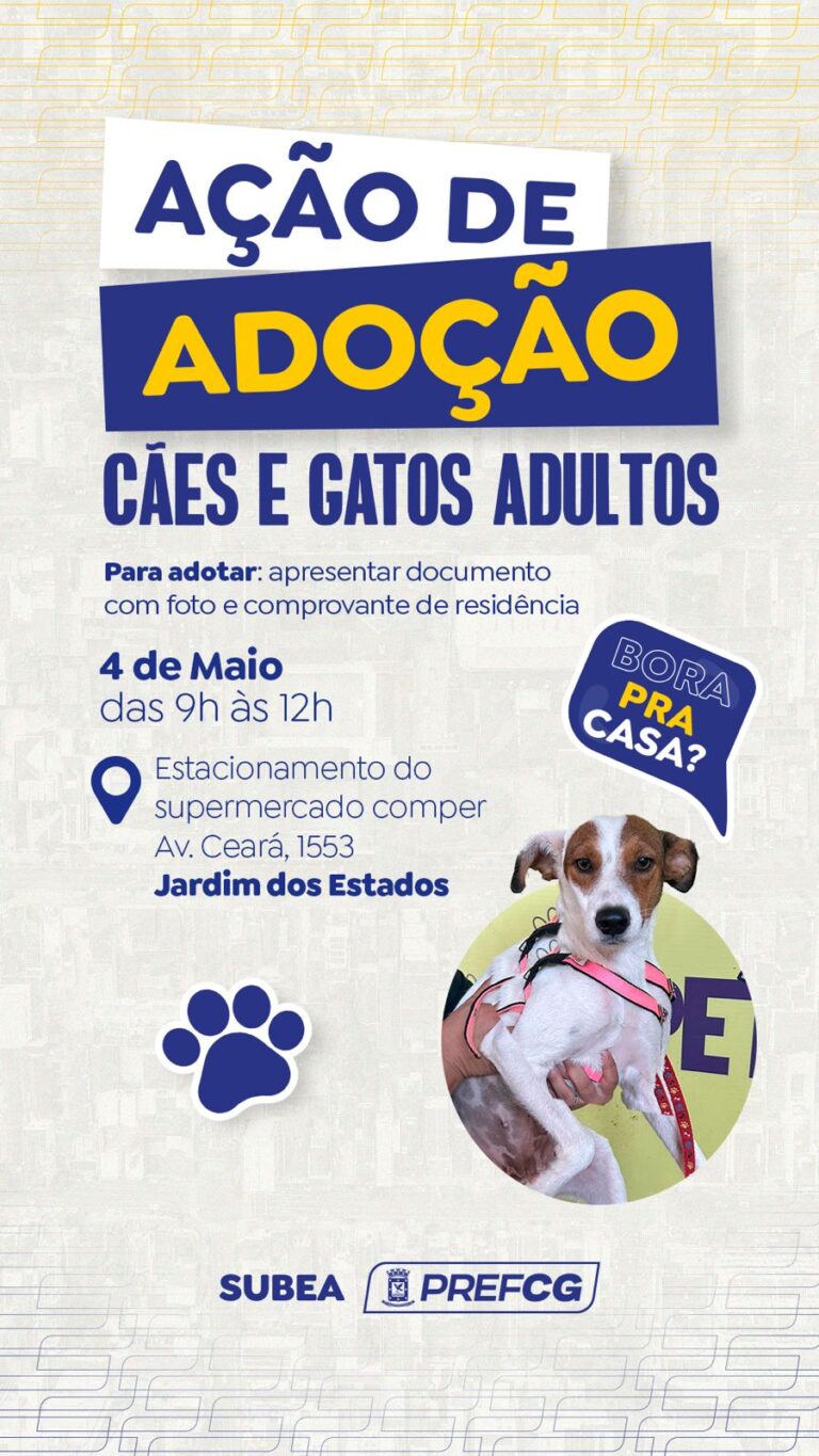 Subea realiza ação de adoção de cães e gatos adultos neste sábado (4)