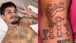 Zé Felipe faz tatuagens em homenagem ao 3º filho com Virginia; fotos