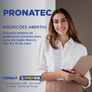 Cadastro reserva: Abertas as inscrições para processo seletivo de professores do Pronatec para curso de Inglês Básico