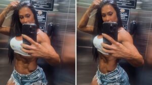 Gracyanne Barbosa exibe corpo sarado no elevador: ‘Partiu’