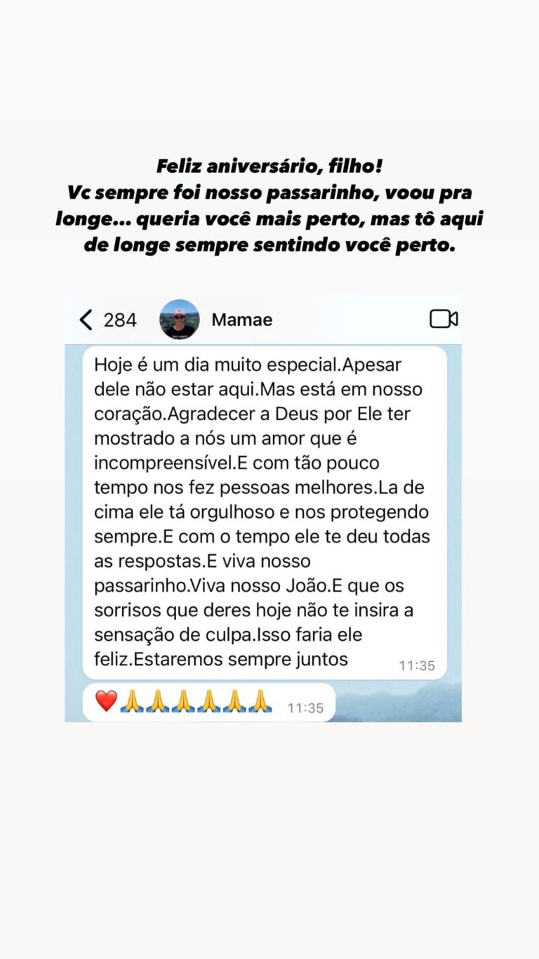 Maria Lina compartilha mensagem que recebeu da mãe Reprodução/Instagram