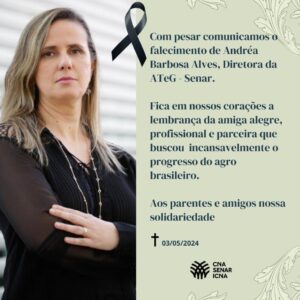 Morre Andréa Barbosa Alves, diretora do Senar, aos 52 anos