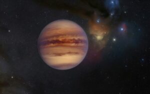 Representação artística de um planeta órfão na região da estrela múltipla Rho Ophiuchi, fornecida pelo Observatório Europeu do Sul em 22 de dezembro de 2021