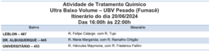 Confira quais os três bairros que o fumacê irá circular nessa quinta-feira (20) 