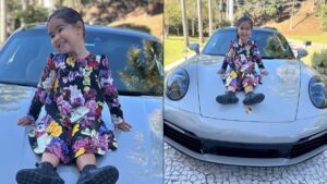 Filha de Simone Mendes posa em carro avaliado em quase R$ 2 milhões