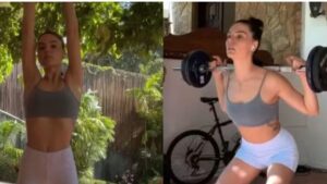 Isis Valverde compartilha treino em garagem de casa: 'Coragem'