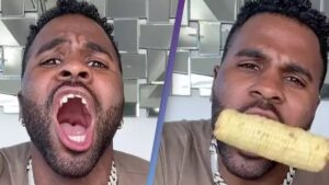 Jason Derulo quebra dente comendo milho com furadeira