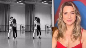 Letícia Spiller dança no Dia dos Namorados e dá beijo em bailarino