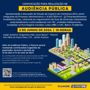 Prefeitura realiza audiência pública para discussão de estudo de impacto de vizinhança no Tiradentes nesta segunda-feira (3)