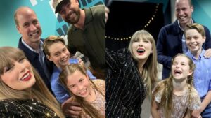 Taylor Swift tieta príncipe William e filhos nos bastidores de show