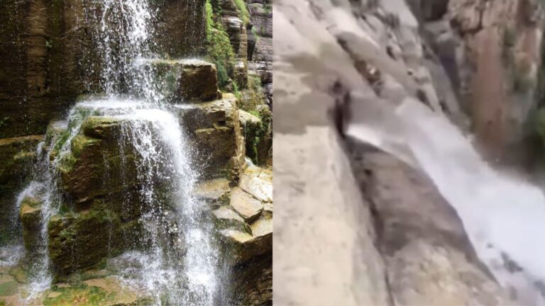 Turista descobre que cachoeira famosa da China é abastecida por cano