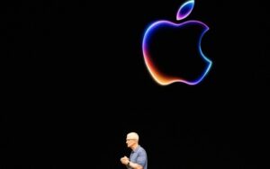 Chefe da Apple, Tim Cook, em Cupertino, Califórnia, em 10 de junho de 2024