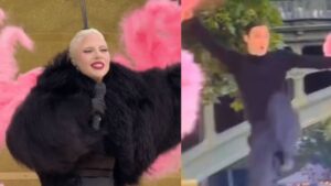 Dançarino de Lady Gaga cai durante show na abertura das Olimpíadas de Paris; veja